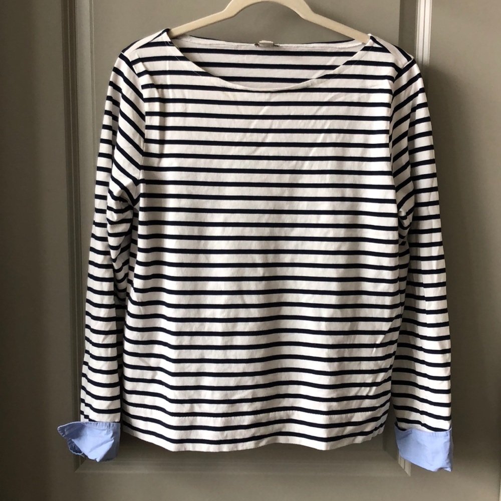 J. Crew stripped shirt with blue cuffs